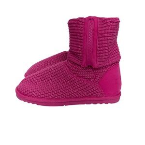 Sonoma Fuchsia Pink Zipper Fold Top Knit Winter Boots Girls Size 2 Medium